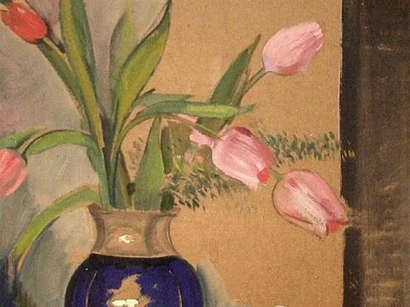 1886-Otto Priebe - Natura morta con tulipani